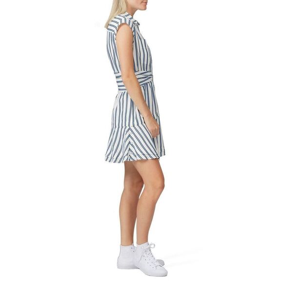 Derek Lam 10 Crosby Shirt Dress Women's 6‎ White Blue  Striped Tie Waist Mini - Picture 15 of 15